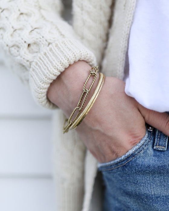 Thin Weathered Oval Bangle